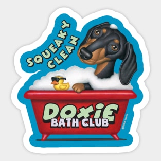 Cute Doxie awesome Black Dachshund in Red Bathtub Sticker